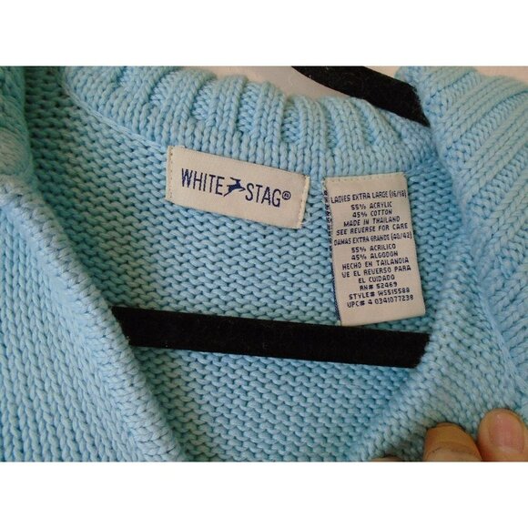 White Stag Women's Light Blue Knit Sweater XL (16/18) Collar - Picture 2 of 5